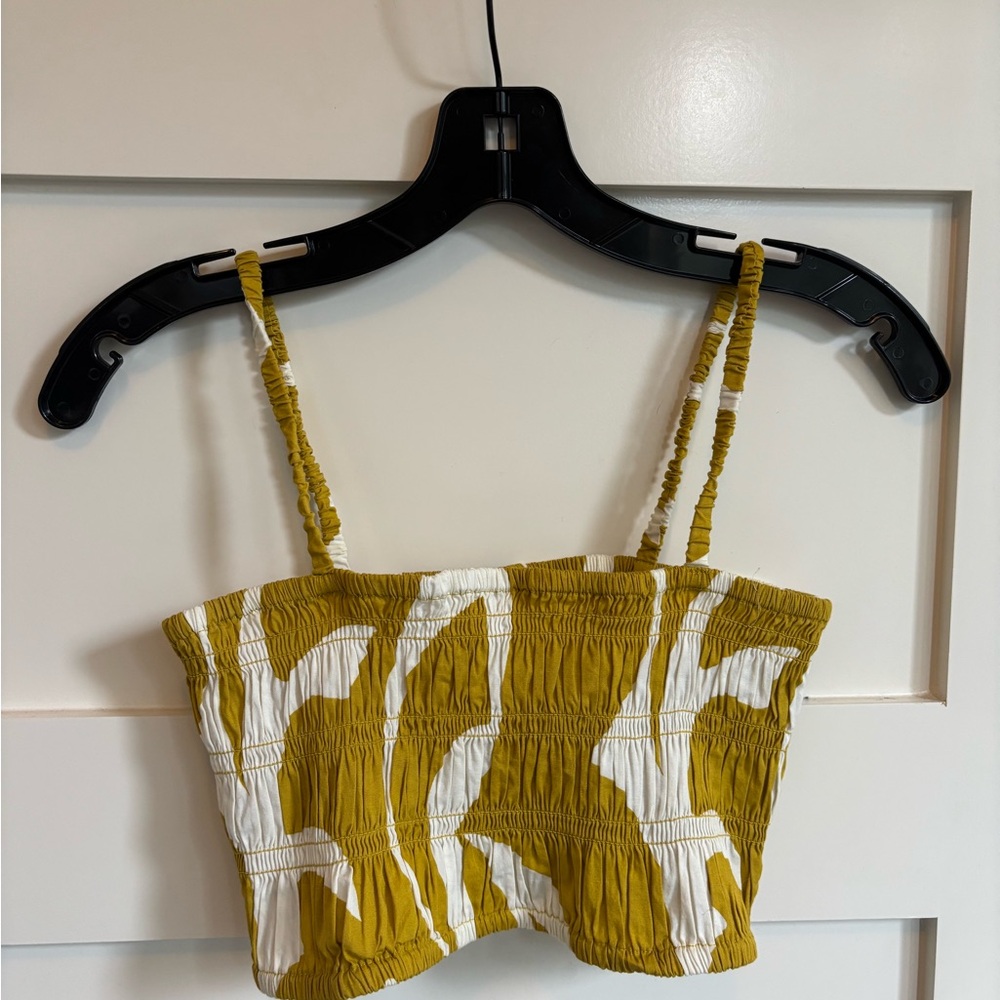 a new day Olive Green and White Smocked Cropped Camisole